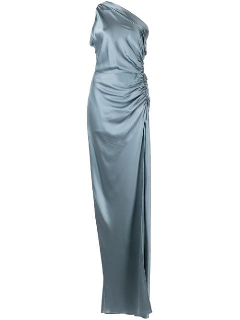 Michelle Mason robe longue en soie à fronces