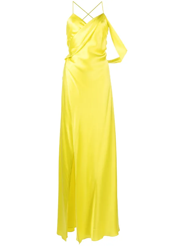 michelle mason yellow silk dress