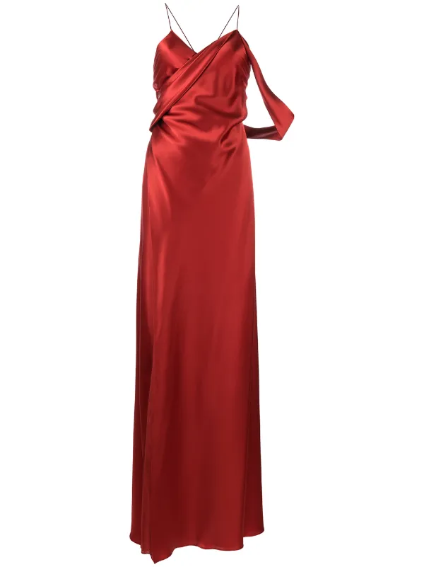 michelle mason red silk dress