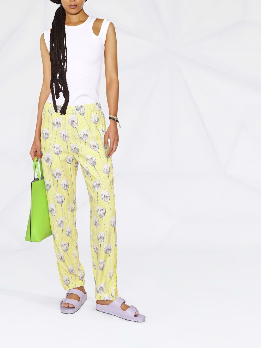 Kenzo Broek met bloemenprint - Geel