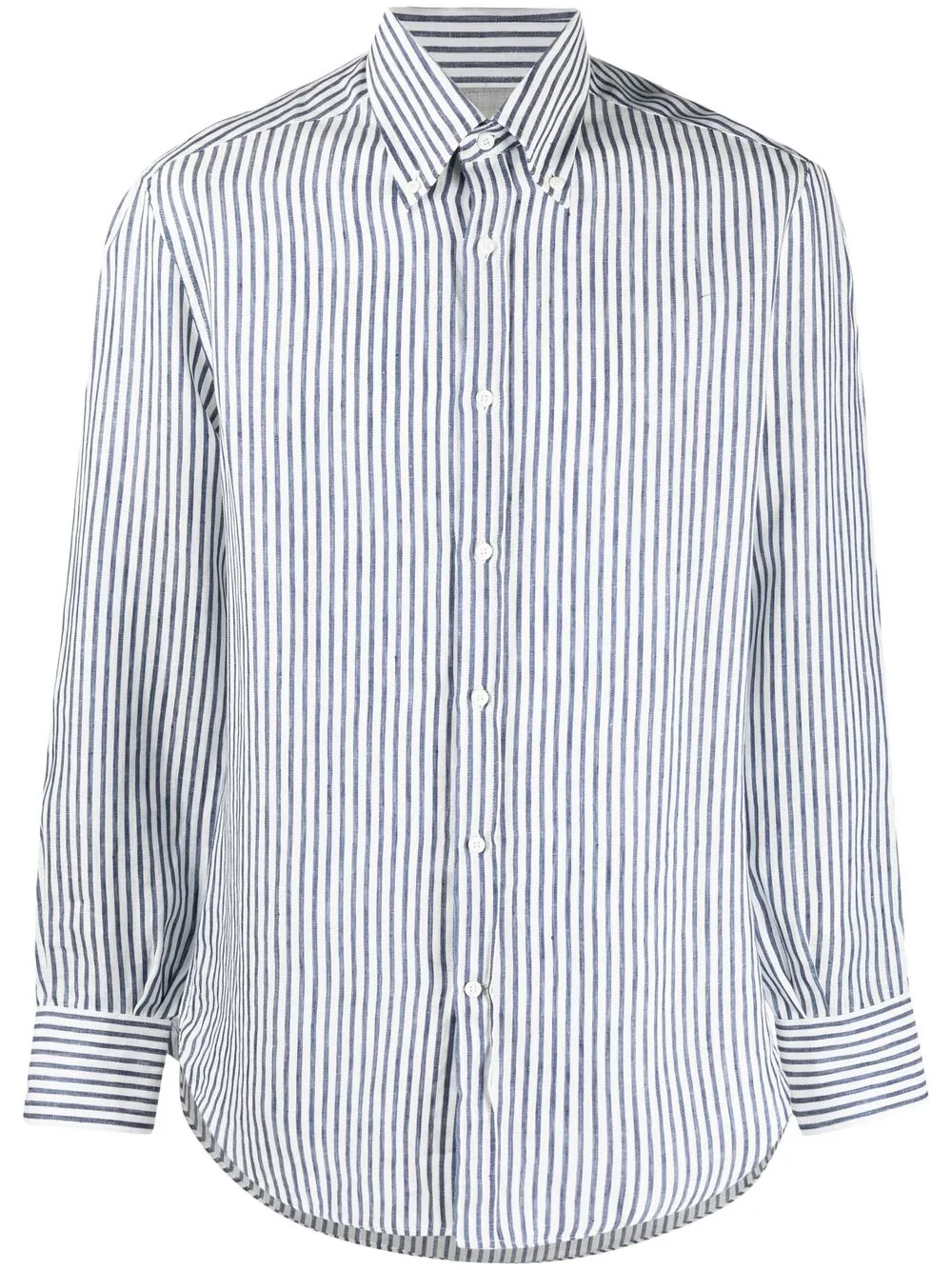 

Brunello Cucinelli camisa manga larga con rayas estampadas - Azul