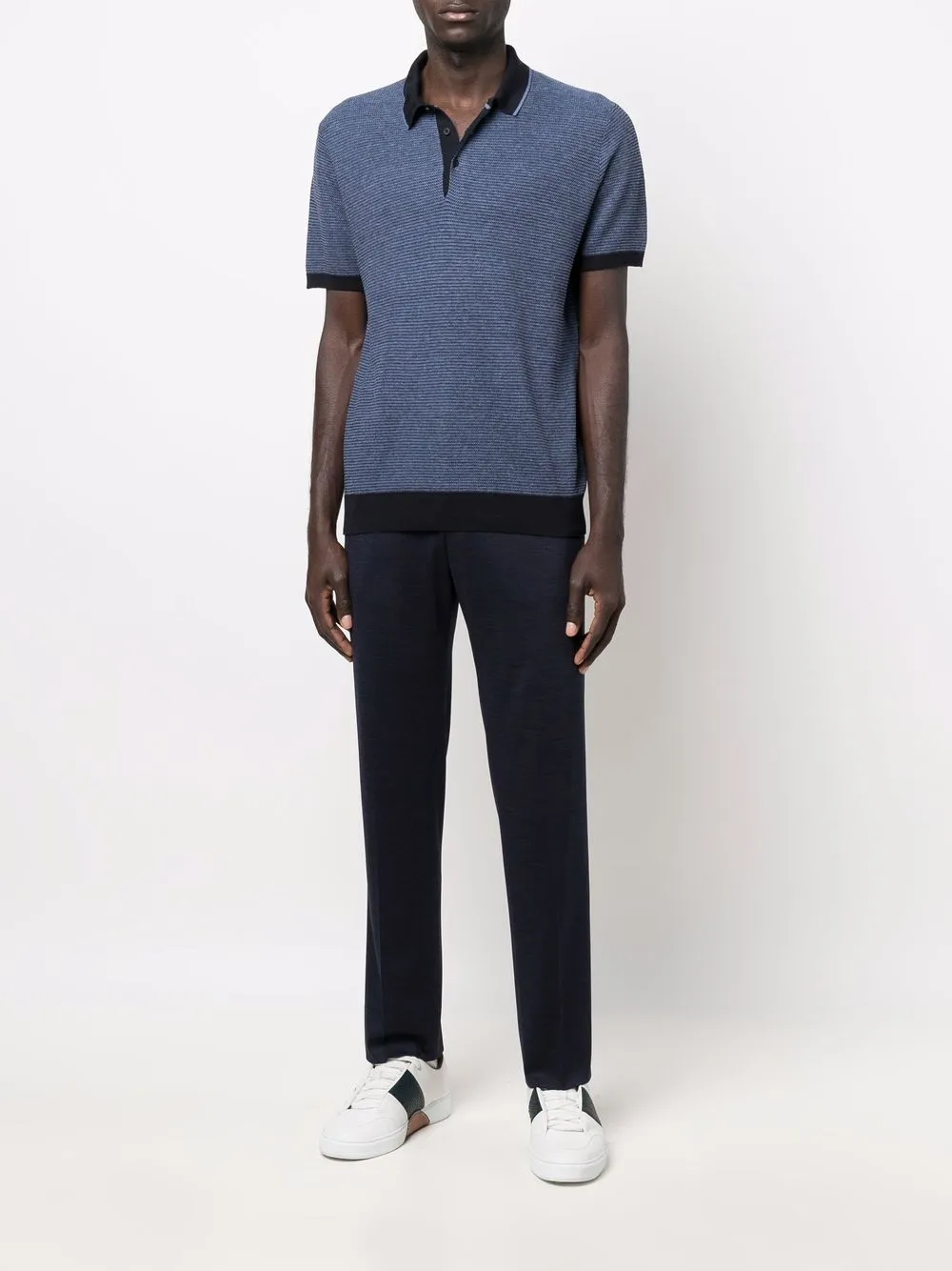 Corneliani Poloshirt met contrastvlakken - Blauw
