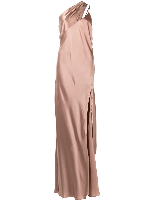 open lace back dress One shoulder gown with tie main image 1