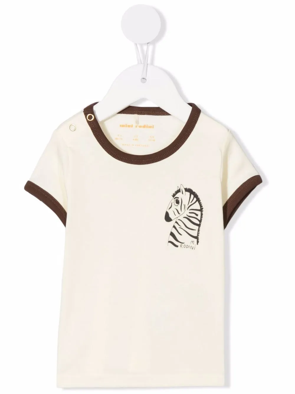 

Mini Rodini playera con ribetes en contraste y estampado de zebra - Neutro