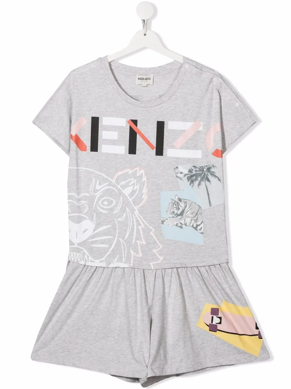 

Kenzo Kids jumpsuit corto estampado - Gris