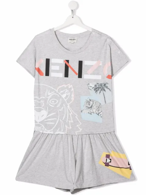 Kenzo Kids بلاي سوت قطن عضوي بطبعة