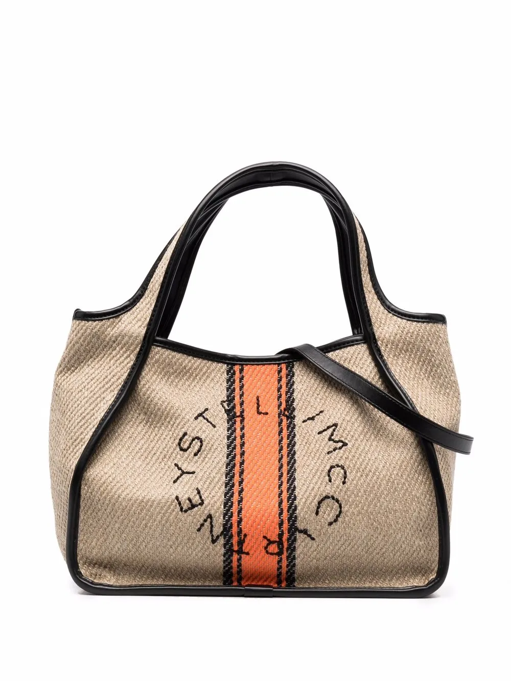 

Stella McCartney Stella Logo striped tote bag - Neutrals