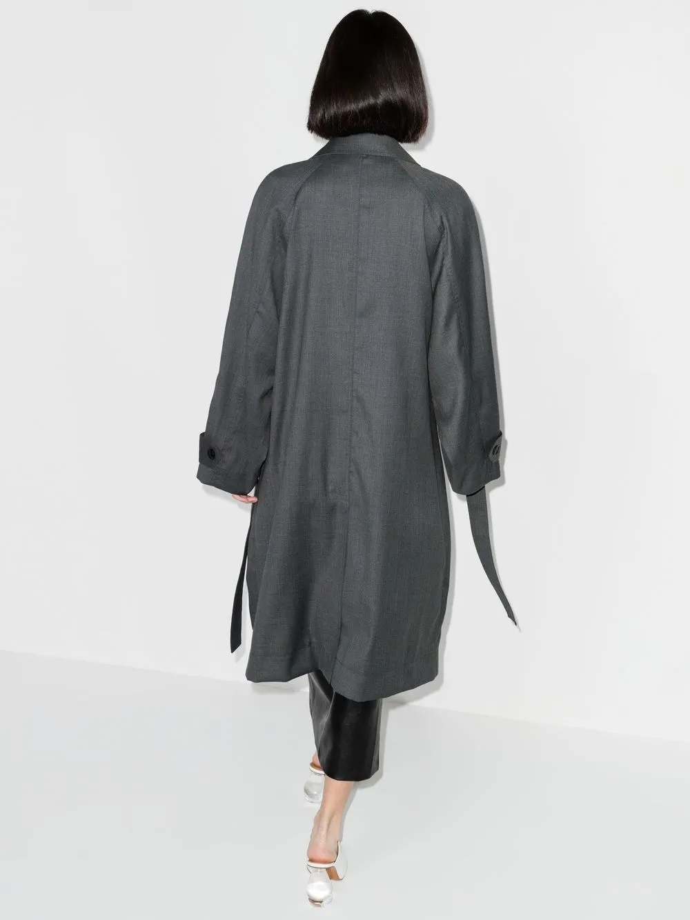 Low Classic Oversized-sleeve Cuban-collar Woven Trench Coat In Grey
