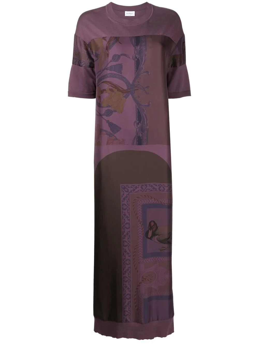 

Salvatore Ferragamo vestido largo con estampado heritage - Morado