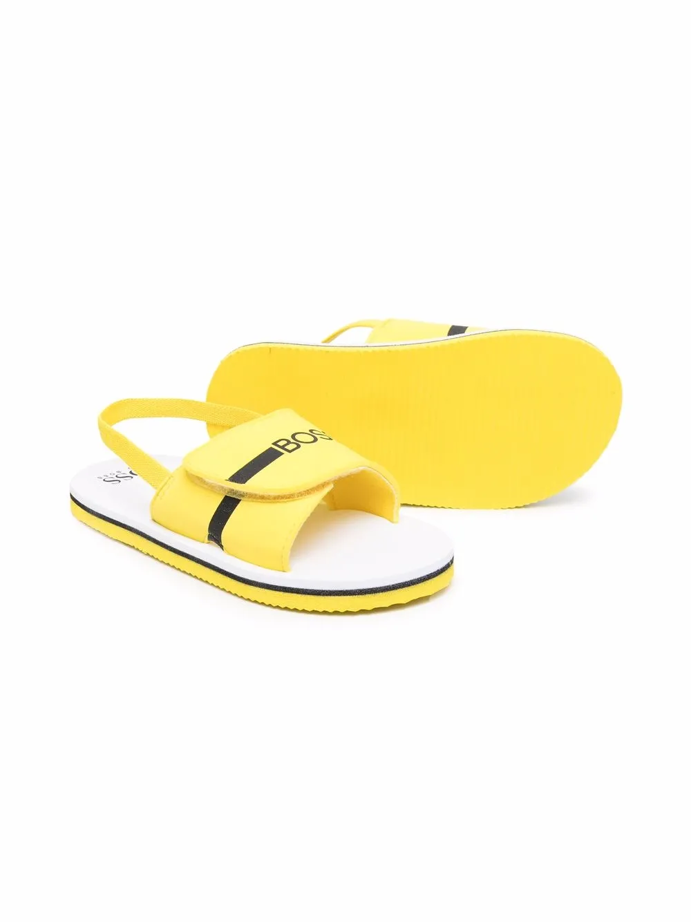 BOSS Kidswear Slippers met logoprint - Geel
