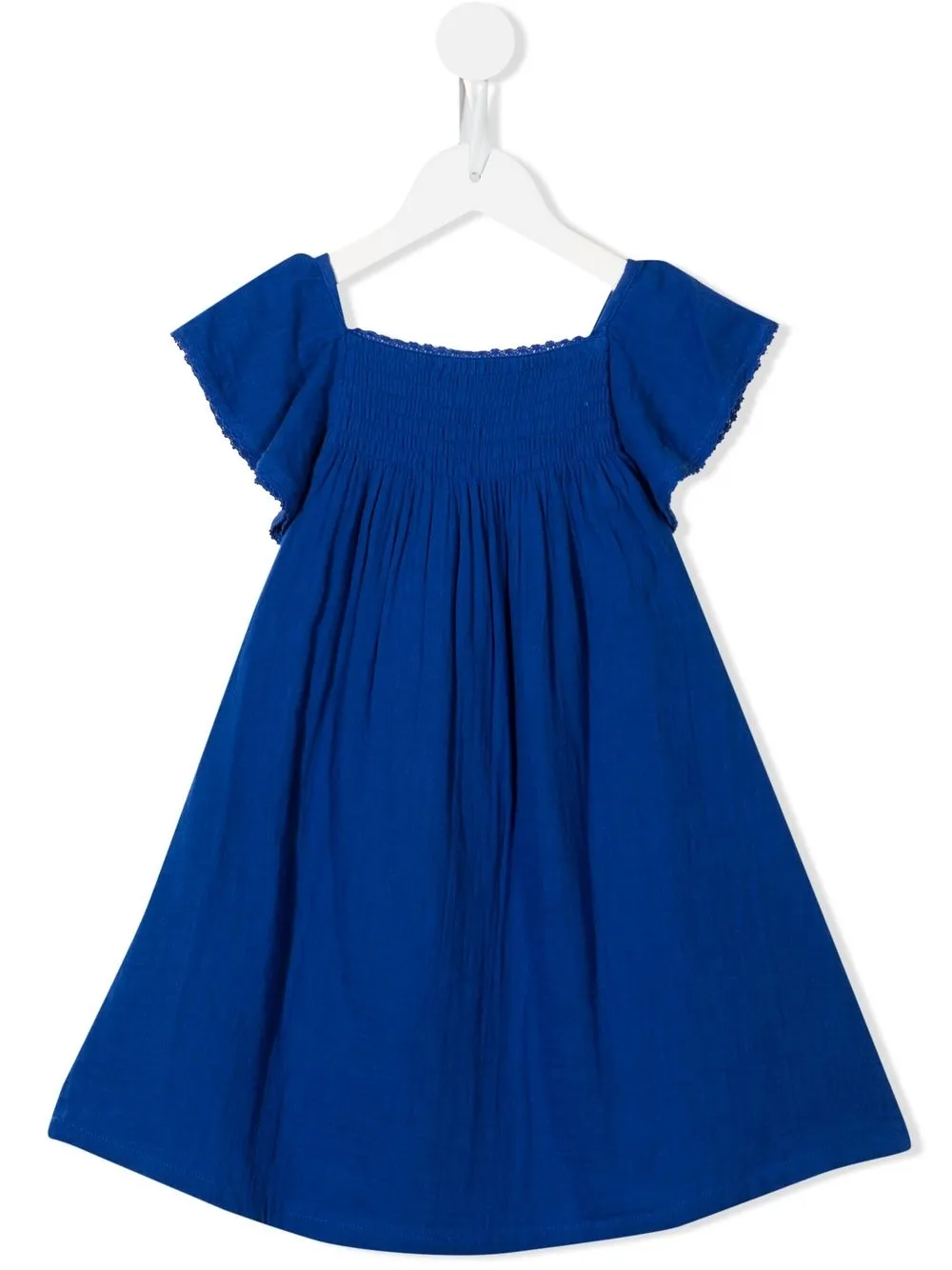 

Bonton vestido fruncido con cuello cuadrado - Azul