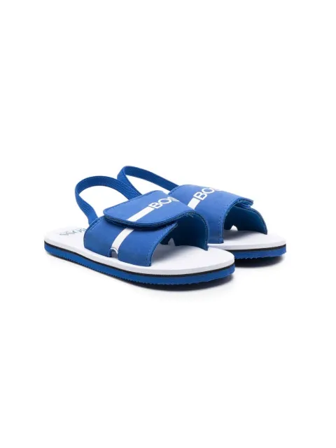 Shop BOSS Kidswear logo-print slingback 