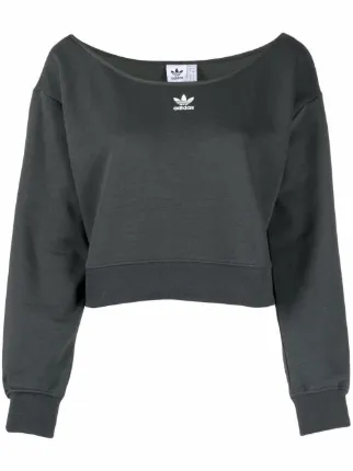 Adidas black 2024 crop sweatshirt