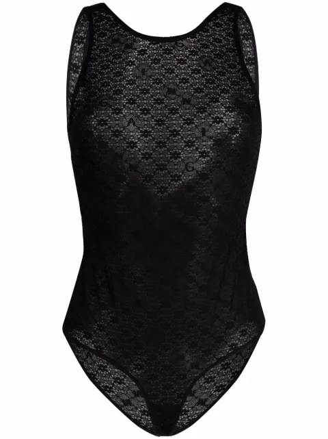 GANNI floral-lace bodysuit 