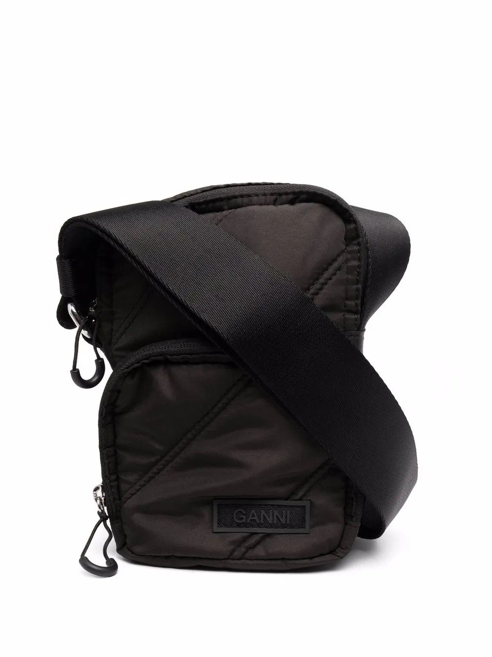 Ganni Quilted Recycled Tech Crossbody Bag In Black ModeSens