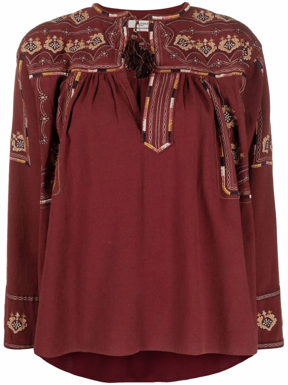 

Isabel Marant Étoile blusa bordada manga larga - Rojo