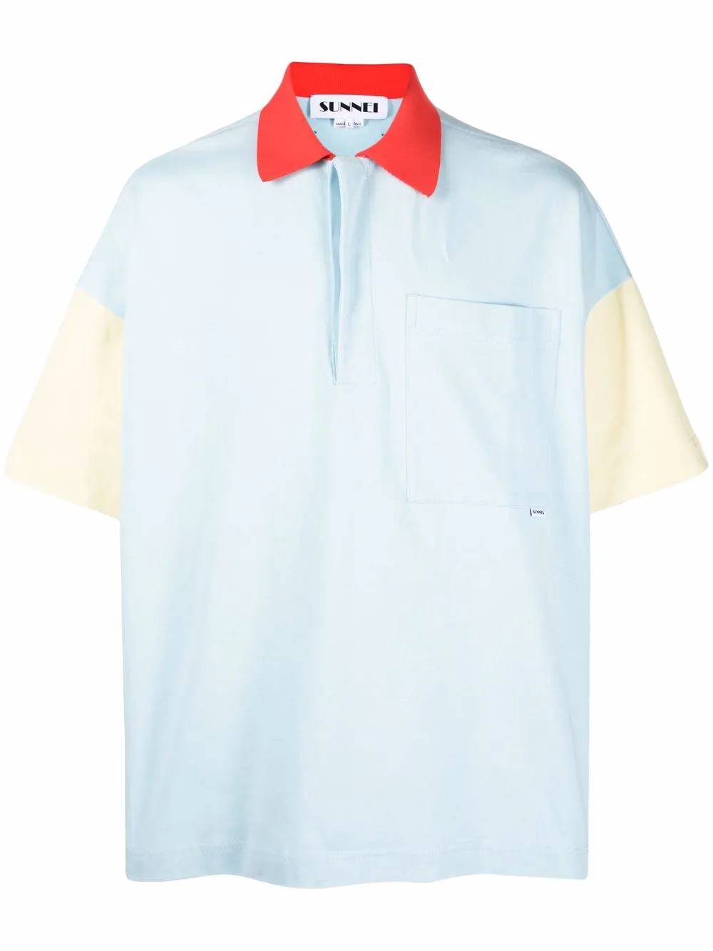 

Sunnei colour-block cotton polo shirt - Blue