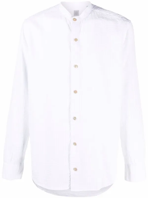 Eleventy Collarless button-up Shirt 
