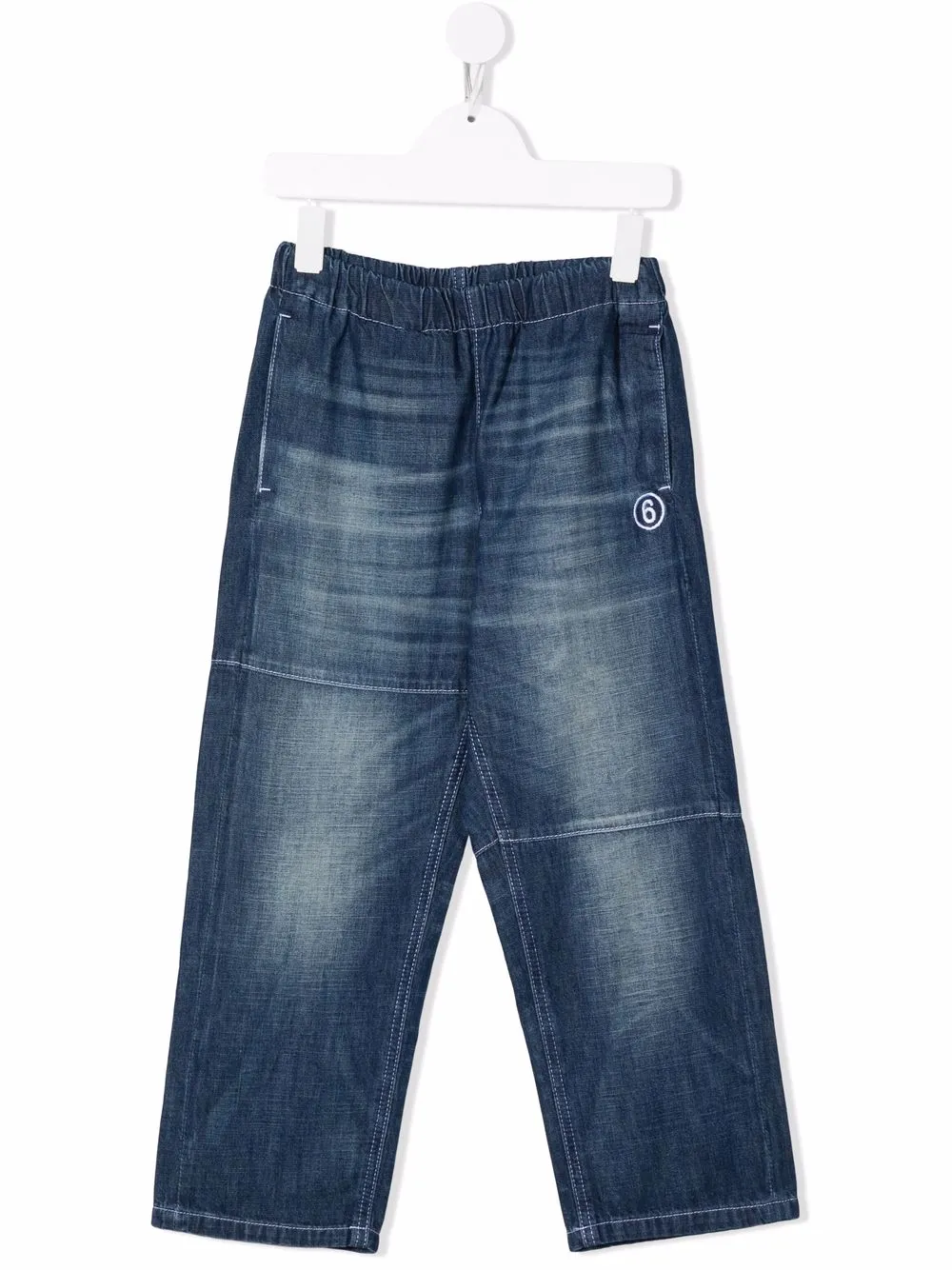 

MM6 Maison Margiela Kids jeans rectos con logo bordado - Azul