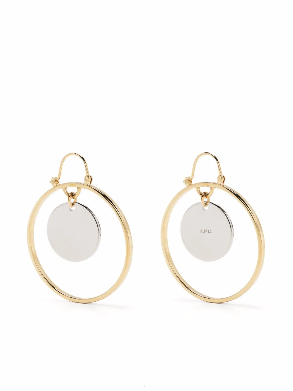 

A.P.C. logo disk hoop earrings - Gold
