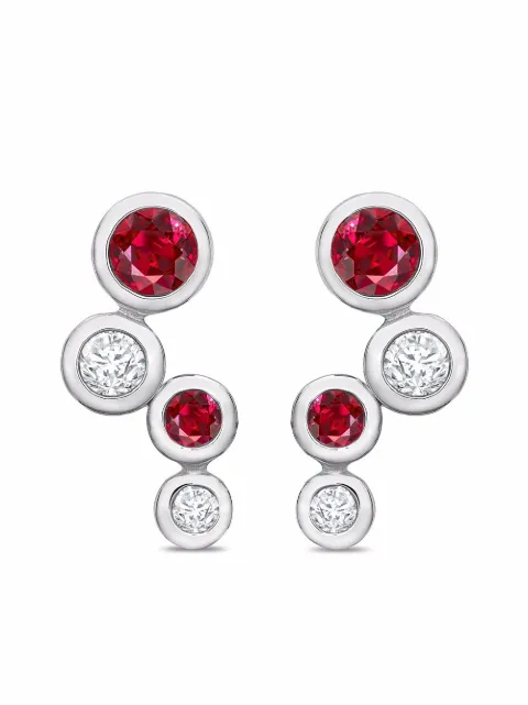 Pragnell 18kt white gold Bubbles diamond and ruby earrings