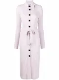 GANNI ribbed merino-wool buttoned dress - Purple
