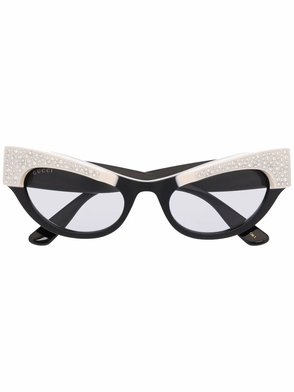 Gucci Eyewear Cat Eye Sonnenbrille Mit Kristallen Schwarz Farfetch De