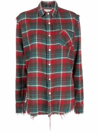 R13 Distressed Ripped Plaid Shirt Farfetch