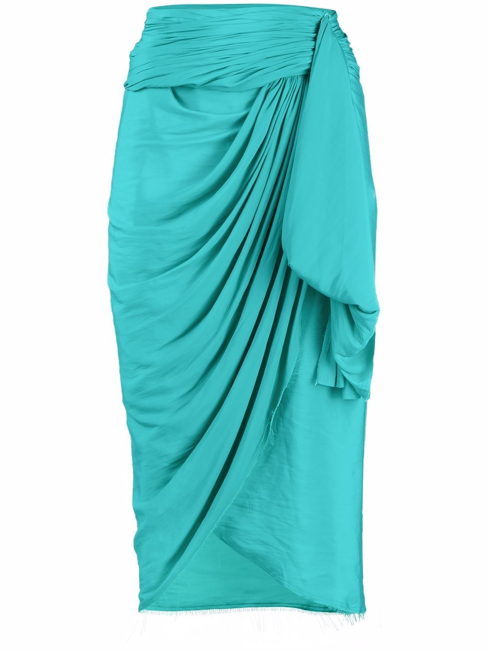 

Lanvin draped silk midi skirt - Green