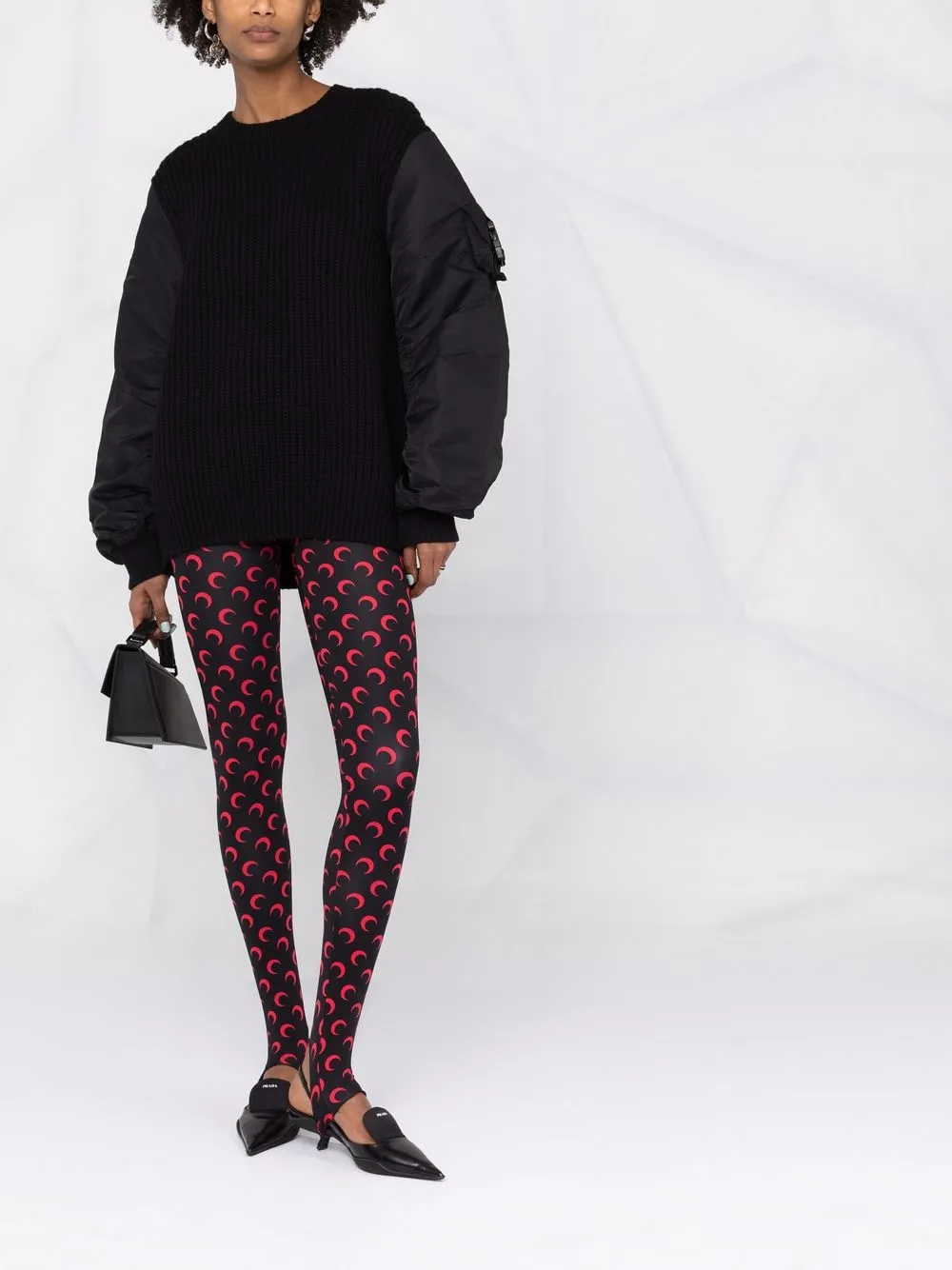 Marine Serre Fuseaux Crescent moon-print Stirrup Leggings - Farfetch