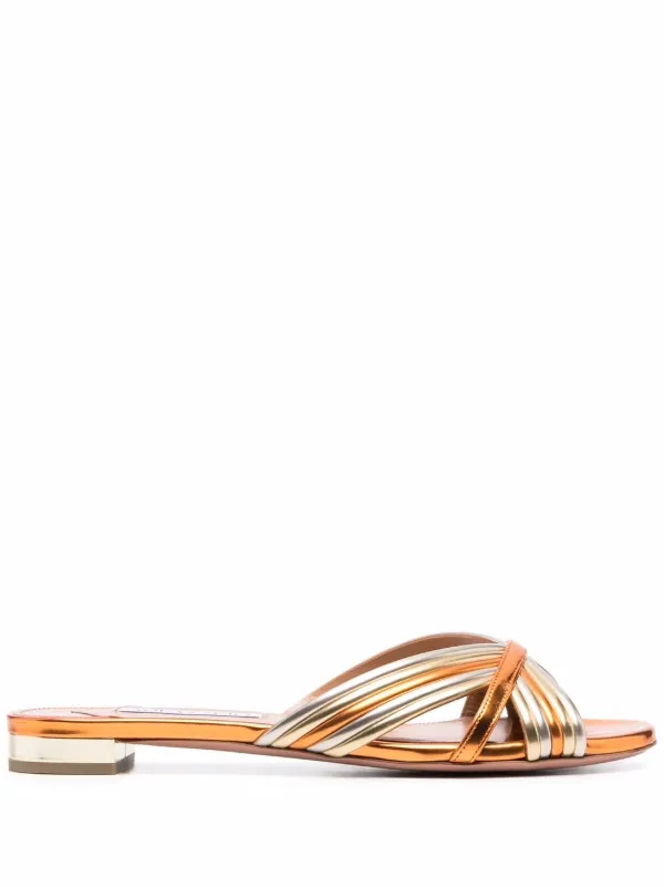 Aquazzura Sandalias Planas Metalizadas - Farfetch
