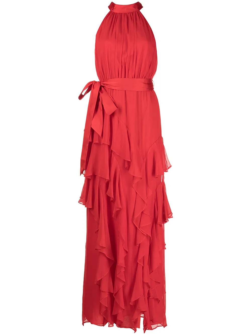 

alice + olivia Emelia high-slit ruffled dress - Red