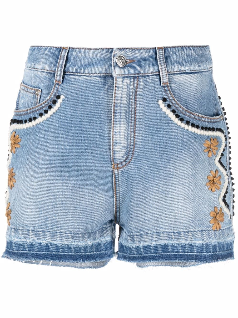 Ermanno Scervino Floral Embroidery Denim Shorts - Farfetch