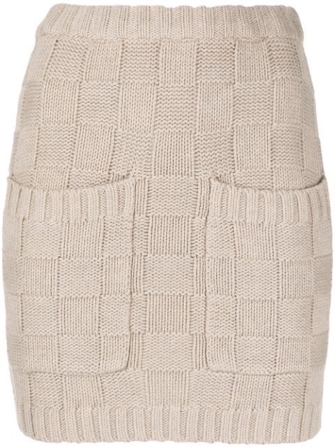 STAUD check-pattern knitted skirt