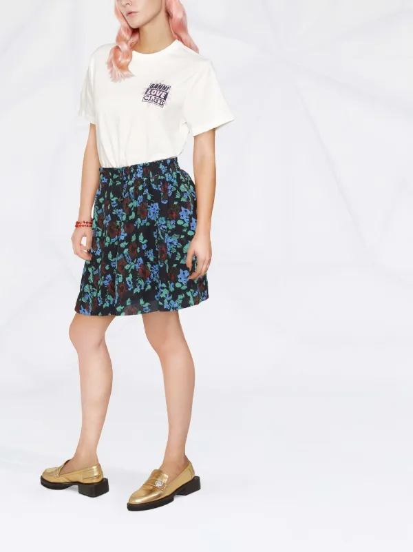 【GANNI】フローラル プリーツスカート GANNI フローラル プリーツスカート | ブルー | FARFETCH JP