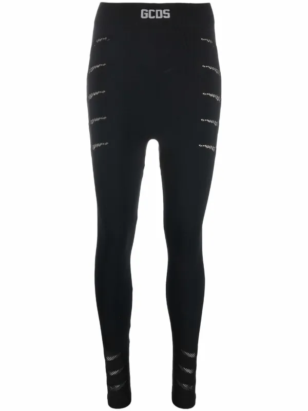 Gcds Sirena logo-waist perforated-detail Leggings - Farfetch