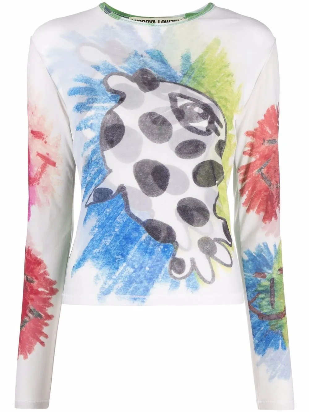 

Chopova Lowena top manga larga con estampado gráfico - Blanco