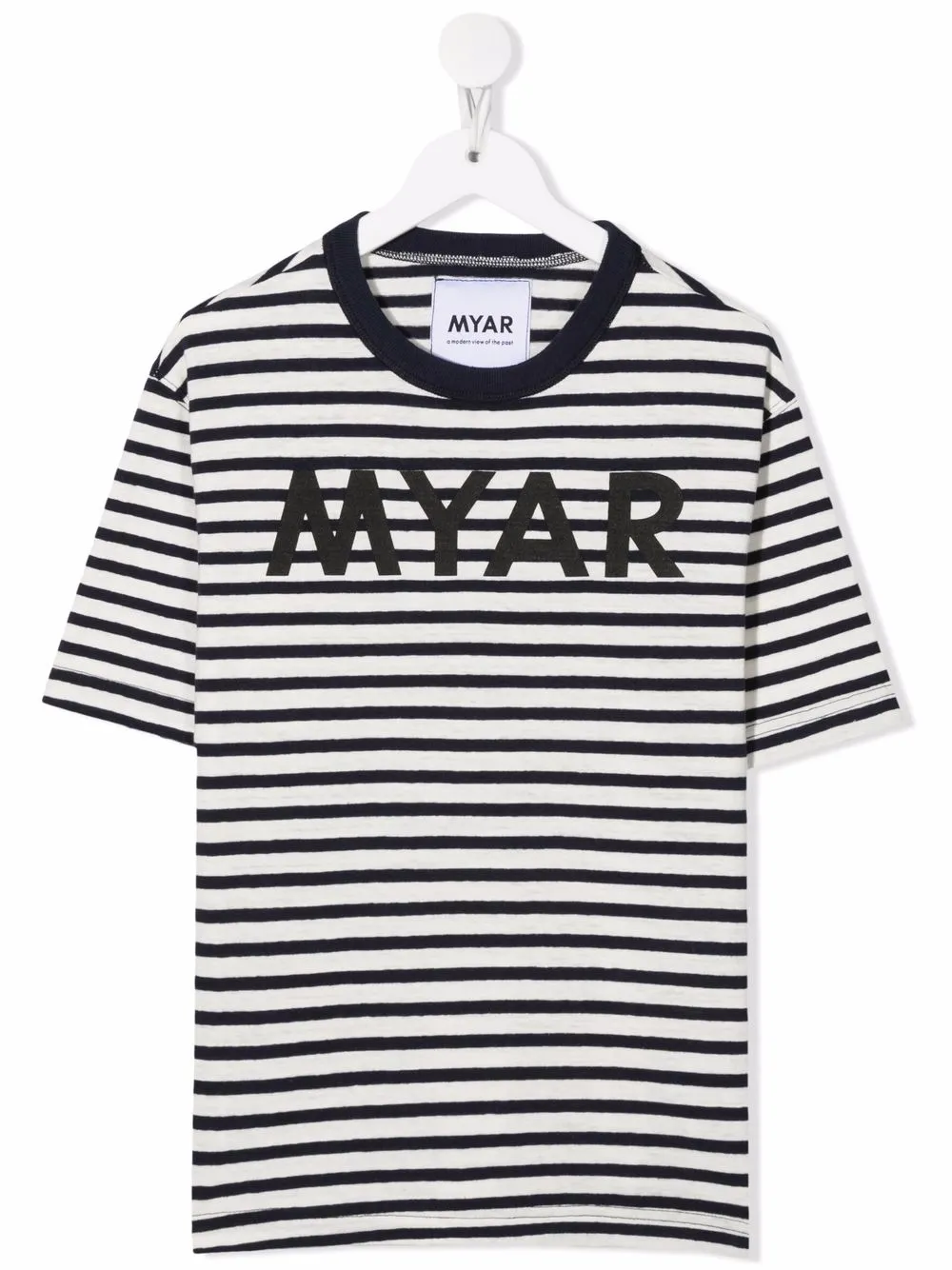 

MYAR KIDS logo-print striped T-shirt - Blue