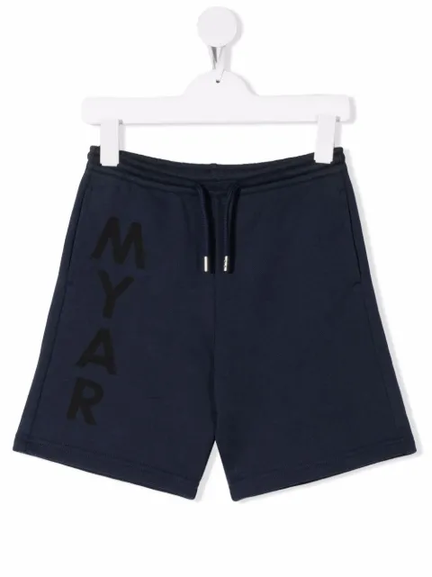 MYAR KIDS logo-print drawstring track shorts