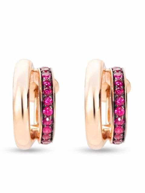 Pomellato 18kt rose gold Iconic ruby double band earrings