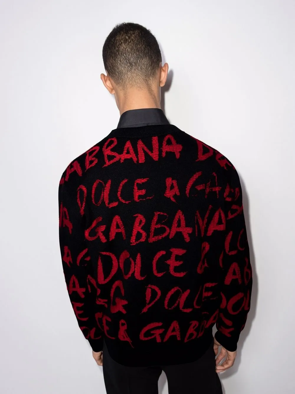 Dolce And Gabbana All Over Logo Jacquard Jumper Black Farfetch