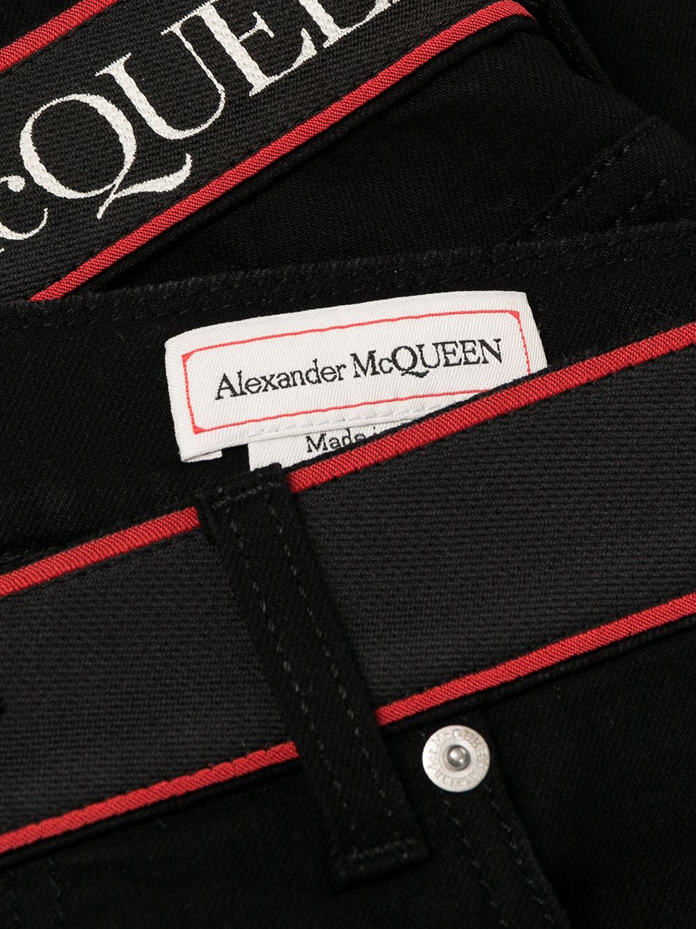 Alexander McQueen contrasting waistband slim-fit jeans Men