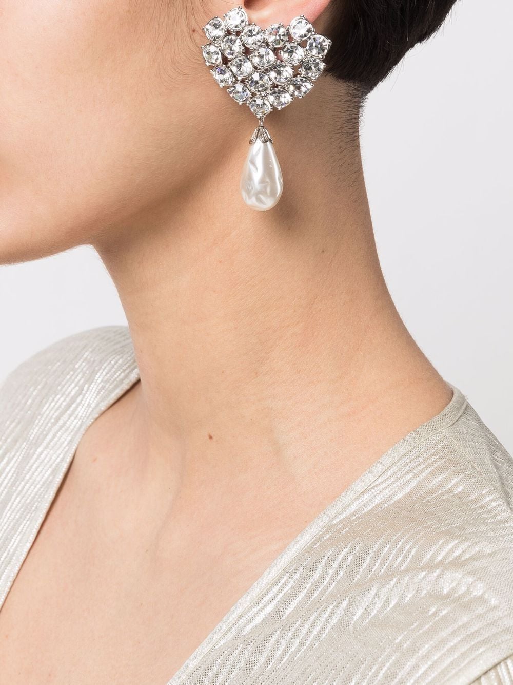 Alessandra Rich crystal-embellished Heart Drop Earrings - Farfetch