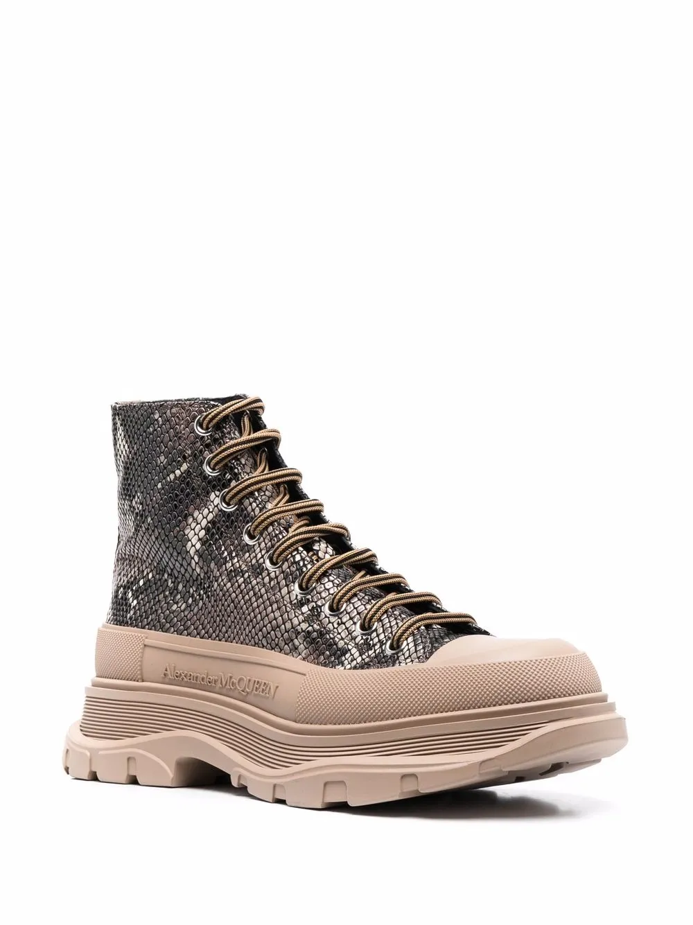 Alexander McQueen Laarzen met slangenhuid-effect - Bruin