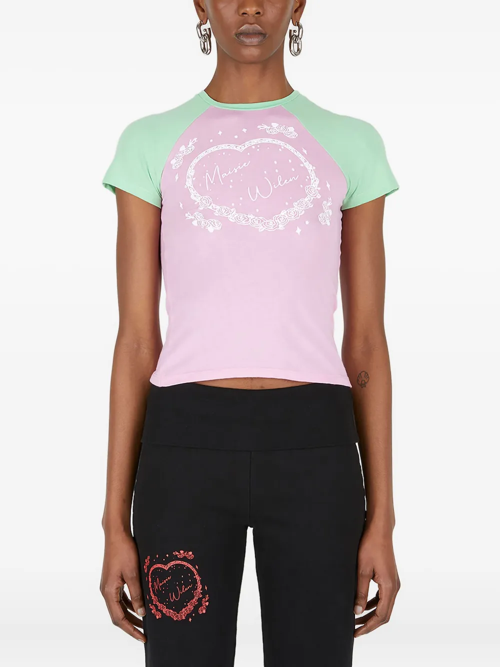 Maisie Wilen heart-print raglan-sleeve top | Pink | Image 1
