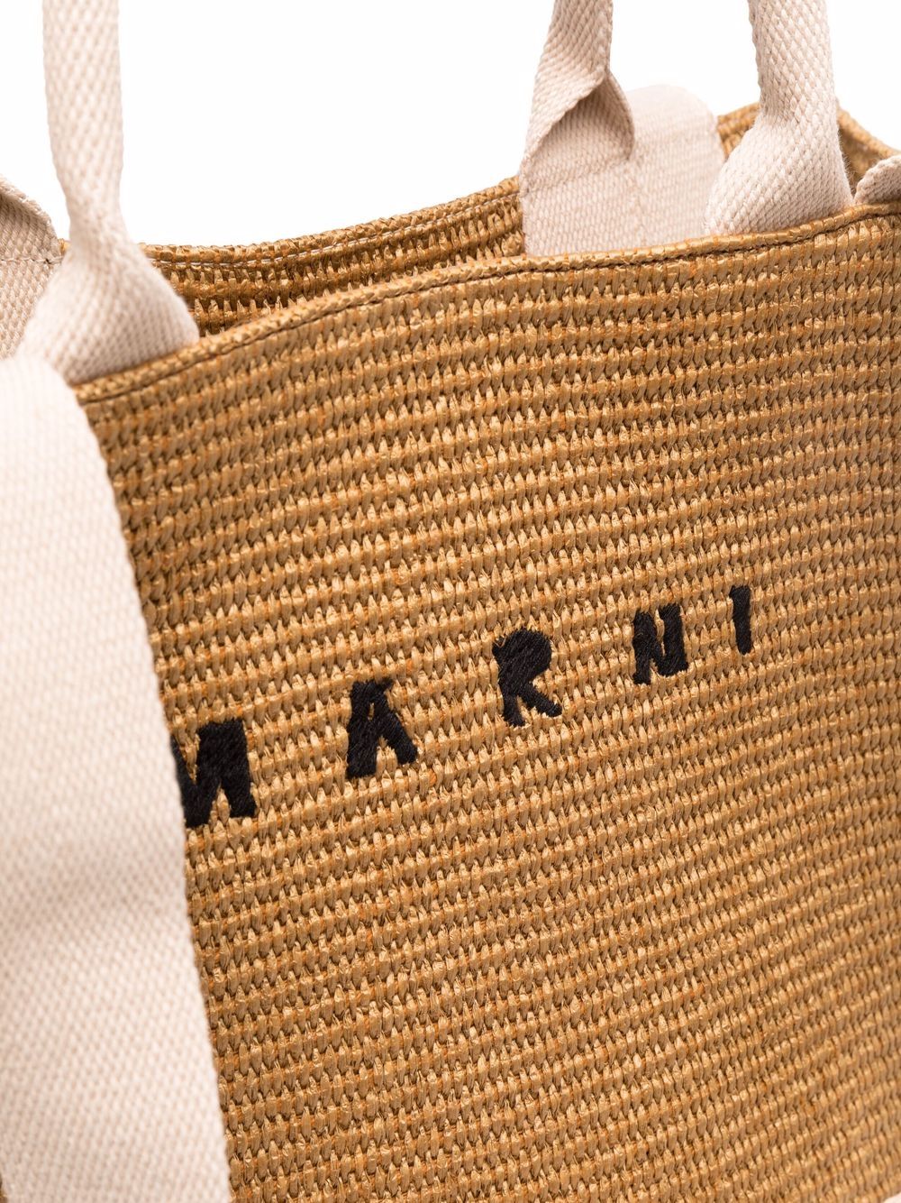 фото Marni logo-embroidered raffia tote bag