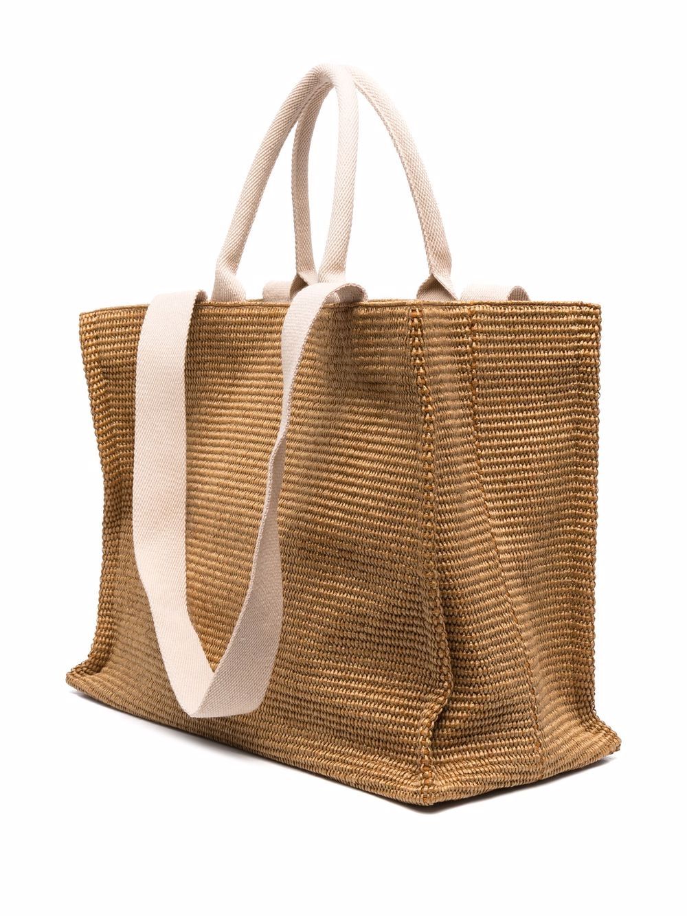 фото Marni logo-embroidered raffia tote bag