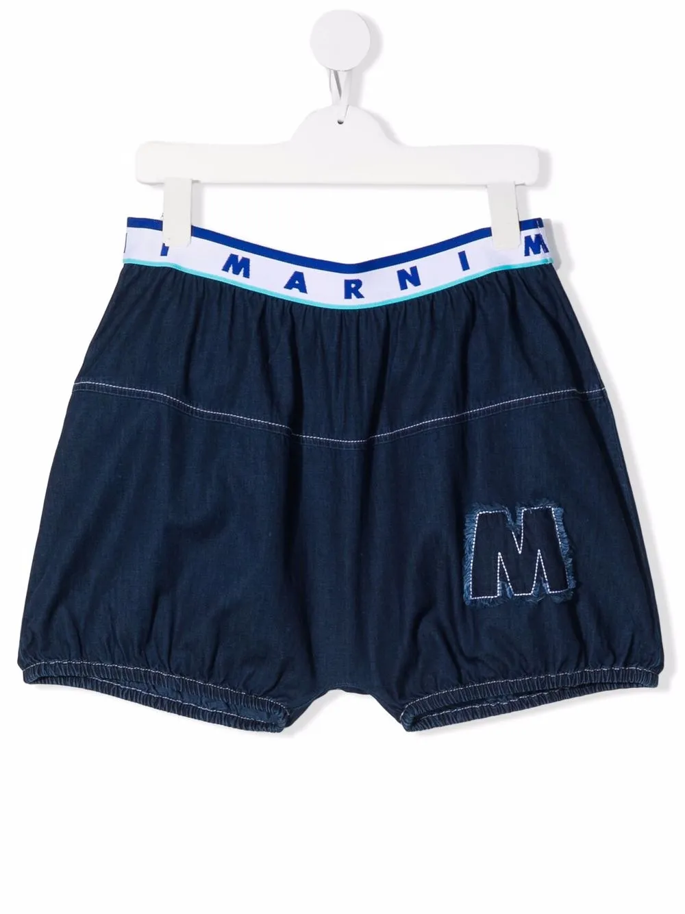 

Marni Kids TEEN embroidered-logo denim shorts - Blue