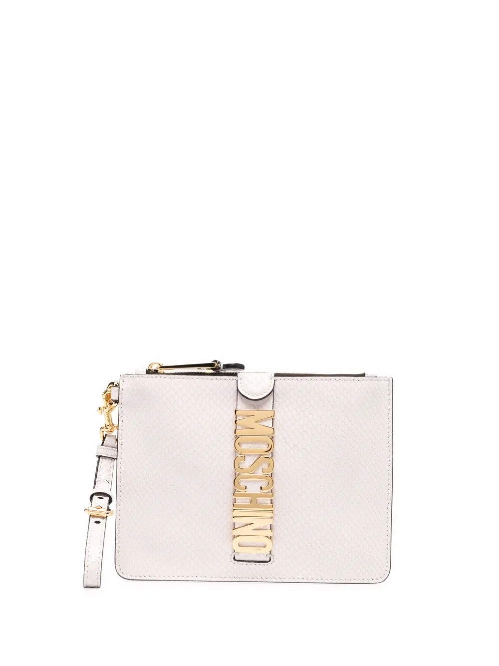 logo-plaque leather clutch bag