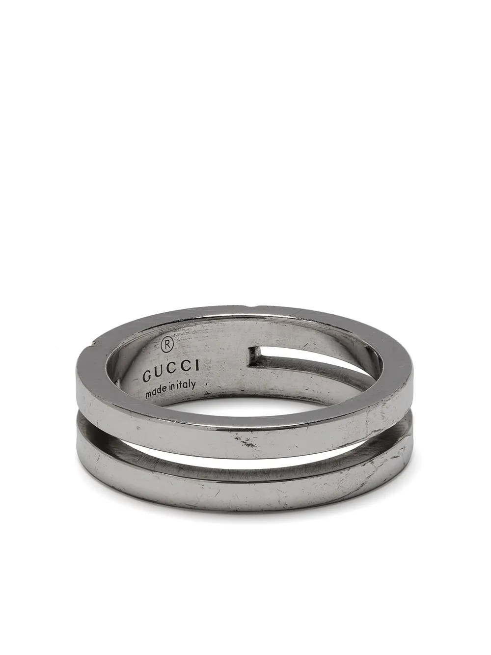 

Gucci Pre-Owned cut-out logo-engraved ring - Silver